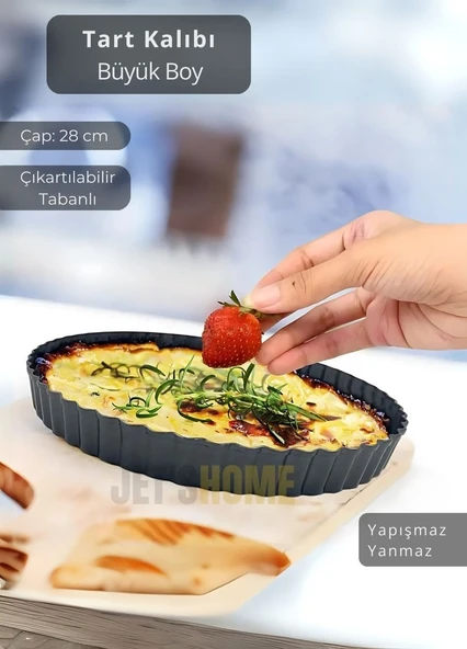 Büyük Boy Tart Kalıbı Çıkartılabilir Tabanlı Turta Kalıbı Karbon Çelik Kek Kalıbı 28 cm