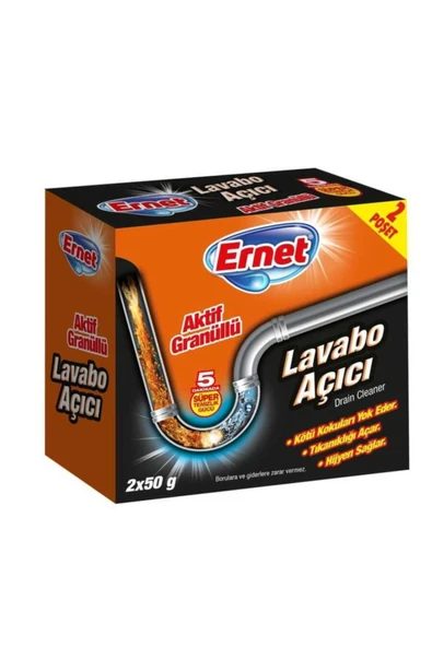 ERNET SÜPER LAVABO AÇICI AKTİF GRANÜLLÜ 2x50 GRAM