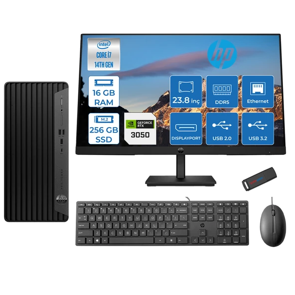 Hp Pro Tower 400 G9 Intel Core I7 14700 16GB Ddr5 256GB SSD 23.8" Fhd Freedos Nvidia RTX3050-6GB Masaüstü Bilgisayar 235V5M2ESRTX3050F06 + Zetta USB Bellek