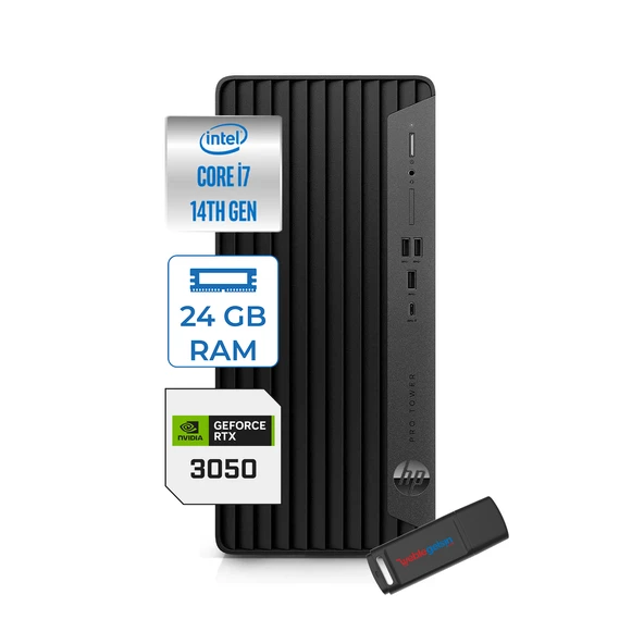 Hp Pro Tower 400 G9 Intel Core I7 14700 24GB Ddr5 512GB SSD Windows 11 Home Nvidia RTX3050-6GB Masaüstü Bilgisayar 5V5M2ESRTX3050H12 + Zetta USB Bellek