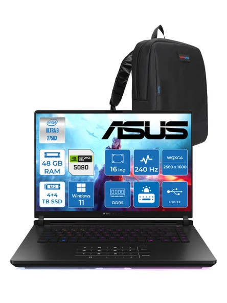 Asus Rog Strix Scar 16 G635LX-RW145 Ultra 9 275HX Aı 48GB GB 4tb Ssd+4tbssd 24GB/RTX5090 Gddr7 175W 16" Wqxga 240Hz 3ms 1200NITS WIN11HOME Gaming Laptop WRW14524+ZETTAÇANTA