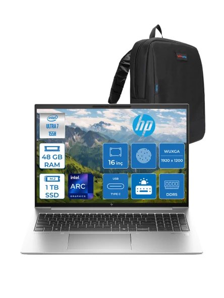 Hp Elitebook 860 G11 Wolfpro Intel ULTRA7-155H 48GB Ddr5 1tb SSD 16'' Wuxga Freedos Dizüstü Bilgisayar 9970P1ET18+ZETTAÇANTA