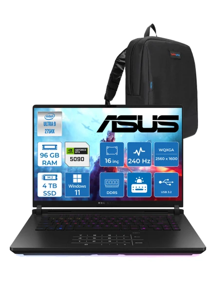 Asus Rog Strix Scar 16 G635LX-RW145 Ultra 9 275HX Aı 96GB GB 4tb SSD 24GB/RTX5090 Gddr7 175W 16" Wqxga 240Hz 3ms 1200NITS WIN11HOME Gaming Laptop WRW14539+ZETTAÇANTA