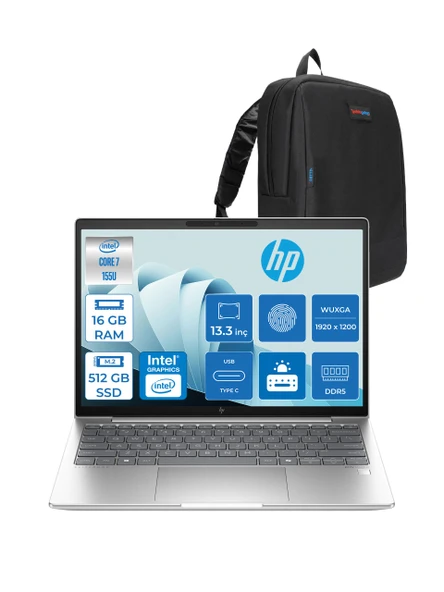 Hp Elitebook 630 G11 Wolfpro Intel ULTRA7-155U 16GB Ddr5 512GB SSD 13,3 Wuxga Freedos Dizüstü Bilgisayar 99C0F2EA01+ZETTAÇANTA
