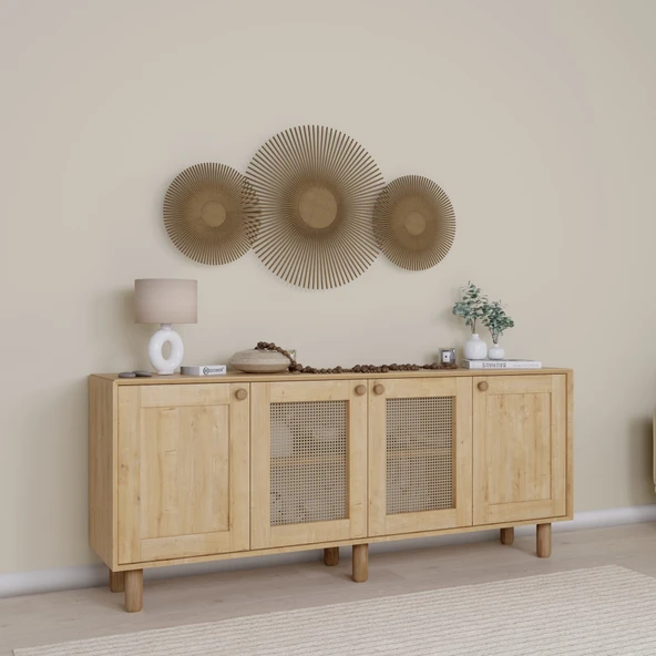 Midoser Bohem Serisi Natura 2 KAPAK Pvc Hasır Desen Ceviz - Meşe Konsol - 3