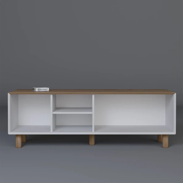 Midoser Bohem Serisi Garden Meşe - Beyaz Pvc Hasır Desen Tv Ünitesi - 7