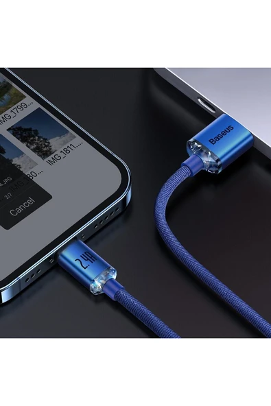 Baseus Cajy000003 Crystal Shine 2.4a 120 Cm Lightning Şarj Kablosu Mavi - 8