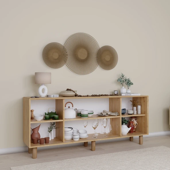 Midoser Bohem Serisi Natura Pvc Hasır Desen Ceviz - Meşe Konsol - 4