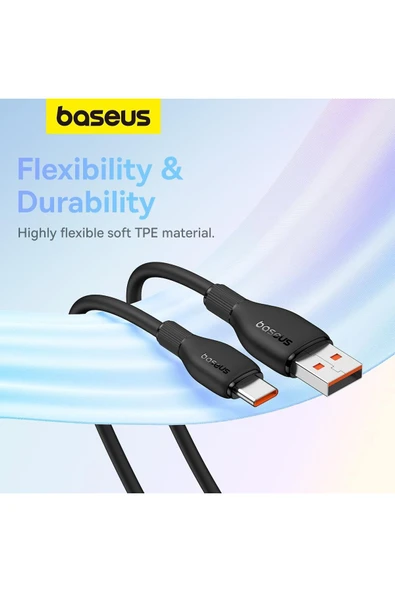 Baseus Pudding Serisi Hızlı Şarj ve Data Kablosu USB'den Type-c USB-C'ye 6 Amper 100W, 1,2m - 7
