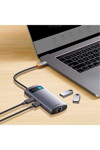 Baseus Metal Gleam 4in1 Multifonksiyonel Type-c Hub Adaptör Dock Station - 6