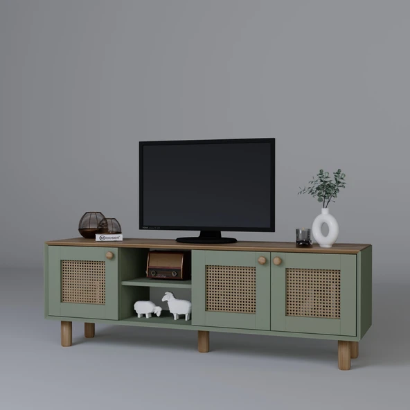 Midoser Bohem Serisi Natura Yeşil Pvc Hasır Desen Tv Ünitesi - 6
