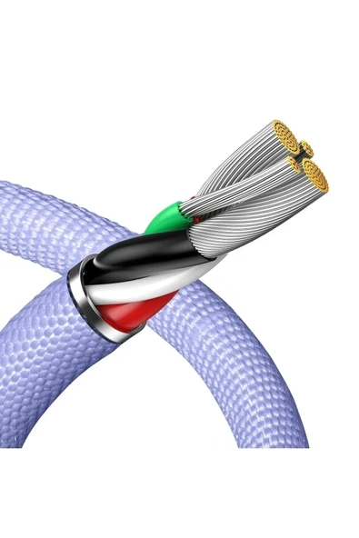 Baseus Crystal Shine 2.4A 1.2 M Lightning Şarj Kablosu Mor - 5