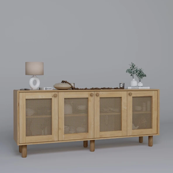 Midoser Bohem Serisi Natura Pvc Hasır Desen Ceviz - Meşe Konsol - 6