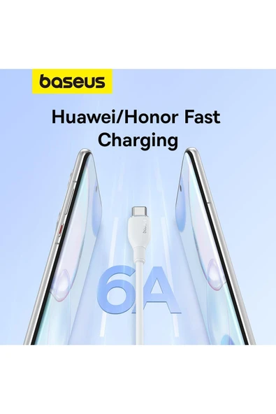 Baseus Pudding Serisi Hızlı Şarj ve Data Kablosu USB'den Type-c USB-C'ye 6 Amper 100W, 1,2m - 6