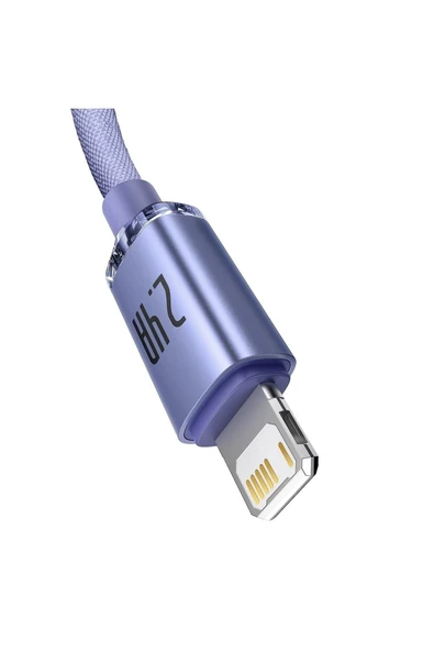 Baseus Crystal Shine 2.4A 1.2 M Lightning Şarj Kablosu Mor - 2