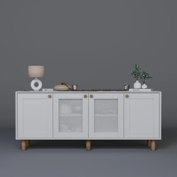 Midoser Bohem Serisi Natura 2 Kapak Pvc Hasır Desen Mat Beyaz Konsol - 4