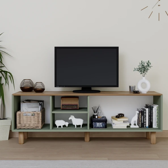 Midoser Bohem Serisi Natura Yeşil Pvc Hasır Desen Tv Ünitesi - 2