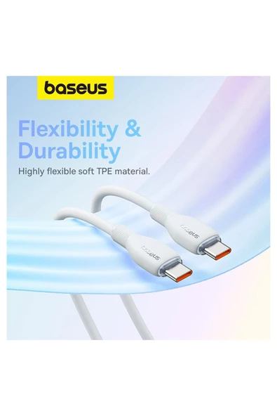 Baseus Pudding Serisi Hızlı Şarj ve Data Kablosu USB'den Type-c USB-C'ye 6 Amper 100W, 1,2m - 4
