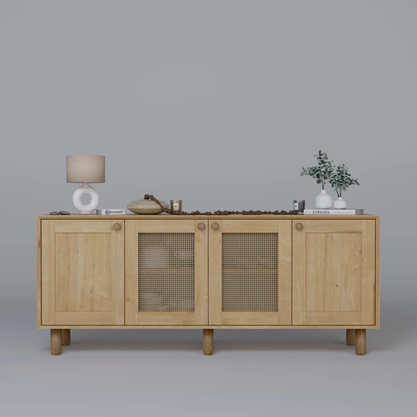 Midoser Bohem Serisi Natura 2 KAPAK Pvc Hasır Desen Ceviz - Meşe Konsol - 5