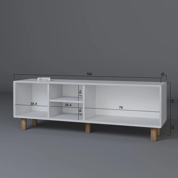 Midoser Bohem Serisi Natura Mat Beyaz Pvc Hasır Desen Tv Ünitesi - 8