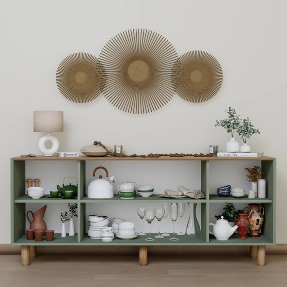 Midoser Bohem Serisi Natura 2 Kapak Pvc Hasır Desen Yeşil Konsol - 2