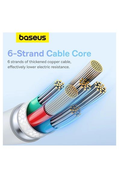 Baseus Pudding Serisi Hızlı Şarj ve Data Kablosu USB'den Type-c USB-C'ye 6 Amper 100W, 1,2m - 6