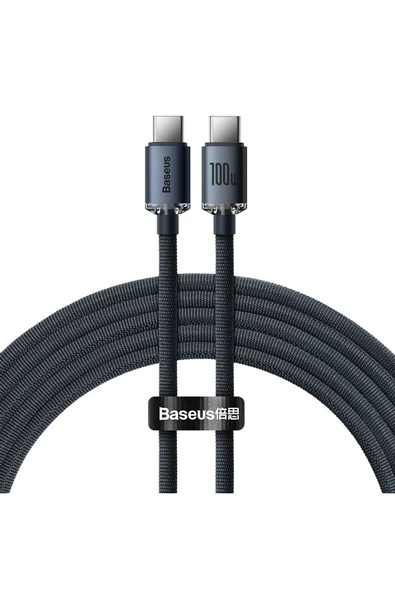 Baseus Crystal Shine 100W 120 cm PD Type-C Şarj Kablosu Siyah