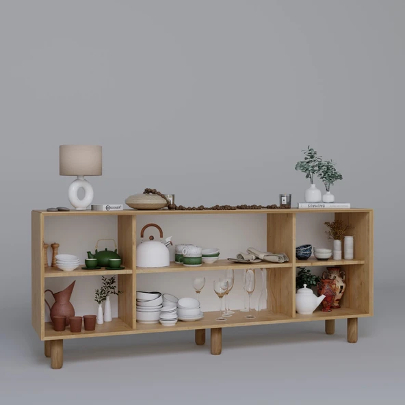 Midoser Bohem Serisi Natura 2 KAPAK Pvc Hasır Desen Ceviz - Meşe Konsol - 7