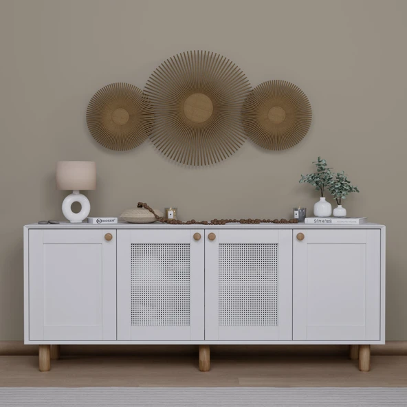 Midoser Bohem Serisi Natura 2 Kapak Pvc Hasır Desen Mat Beyaz Konsol