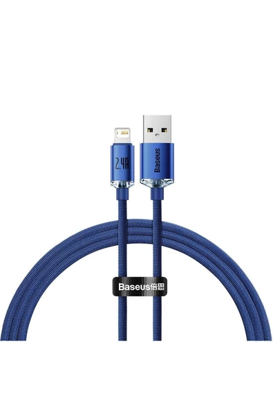 Baseus Cajy000003 Crystal Shine 2.4a 120 Cm Lightning Şarj Kablosu Mavi