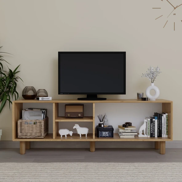 Midoser Bohem Serisi Natura Ceviz-Meşe Pvc Hasır Desen Tv Ünitesi - 2