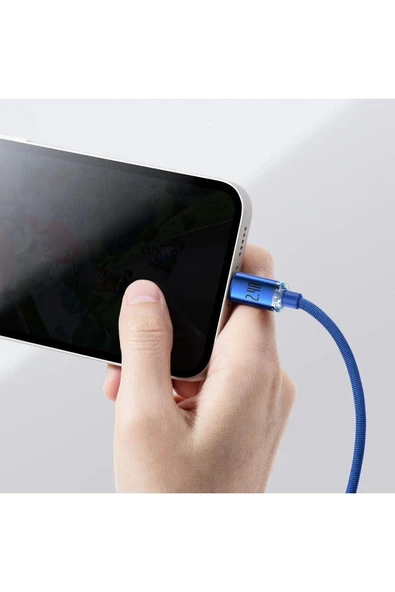 Baseus Cajy000003 Crystal Shine 2.4a 120 Cm Lightning Şarj Kablosu Mavi - 7