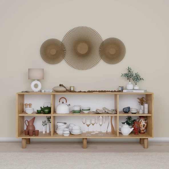 Midoser Bohem Serisi Natura 2 KAPAK Pvc Hasır Desen Ceviz - Meşe Konsol - 2