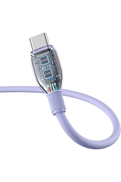 Baseus Pudding Serisi Hızlı Şarj ve Data Kablosu USB'den Type-c USB-C'ye 6 Amper 100W, 1,2m - 5