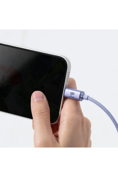 Baseus Crystal Shine 2.4A 1.2 M Lightning Şarj Kablosu Mor - 7