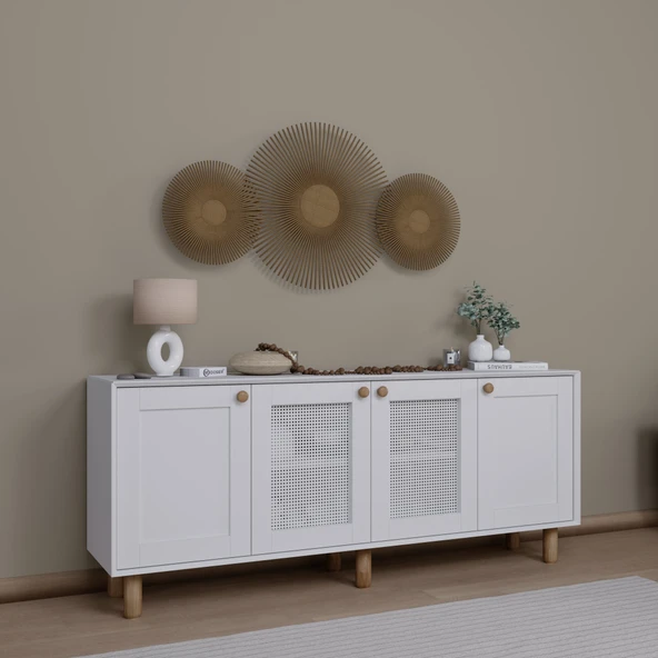 Midoser Bohem Serisi Natura 2 Kapak Pvc Hasır Desen Mat Beyaz Konsol - 2