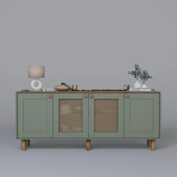 Midoser Bohem Serisi Natura 2 Kapak Pvc Hasır Desen Yeşil Konsol - 5