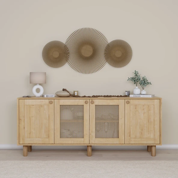 Midoser Bohem Serisi Natura 2 KAPAK Pvc Hasır Desen Ceviz - Meşe Konsol