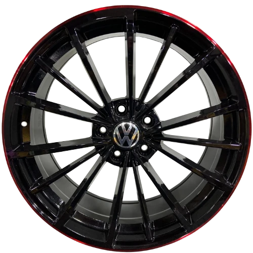 Volkswagen Uyumlu Powcan BK-5937 8.0X19 5X112 ET45 57.1 Black Red Lip Jant