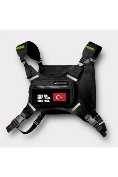 Reflektörlü Yelek Göğüs Çantası Black (YENİ YASAYA UYGUN ÜRETİLMİŞTİR)