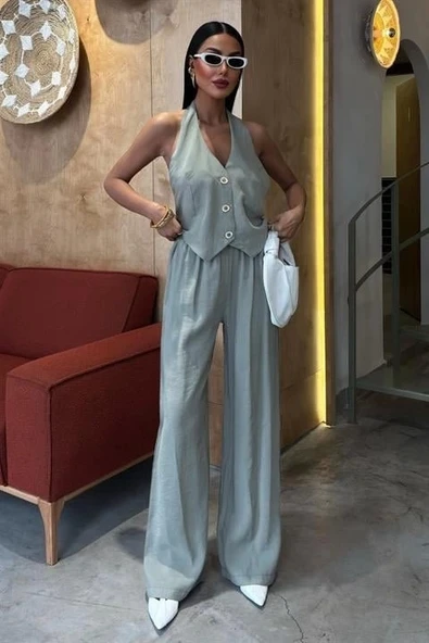Halter Yaka Yelekli Modal Takım 10144 - 5