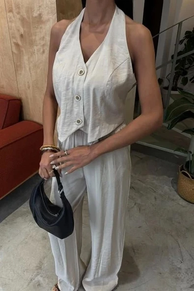 Halter Yaka Yelekli Modal Takım 10144 - 7