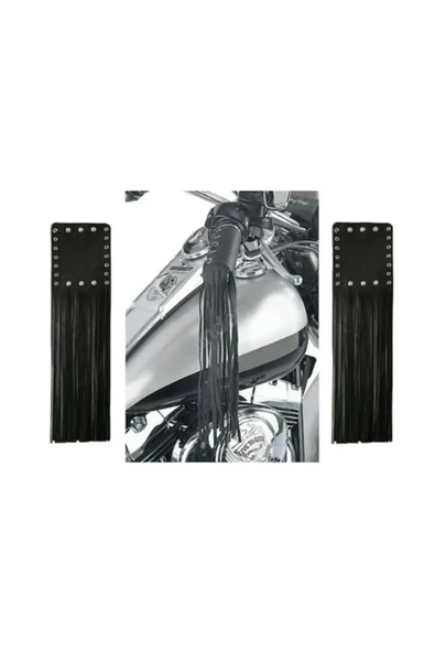 Motosiklet Cooper Cruiser Elcik Kılıfı Deri Püsküllü Motor Gidon Püskül Takım - 2