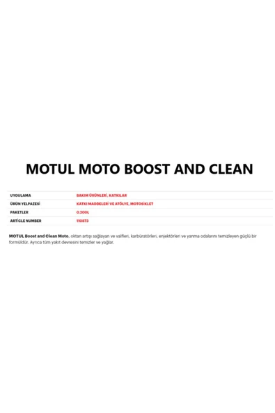 Moto Boost And Clean Octane Arttırıcı Ve Yakıt Sistem Temizleyici - 2