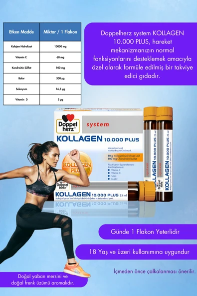 Doppelherz System Kollagen 10.000 Plus 30 X 25 ml Flakon - Resim 4