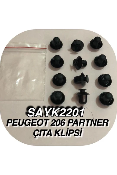 SAYPİ  Peugeot 206-partner- Çıta Klipsi Siyah Döşeme Klipsi 12 ADET - 3