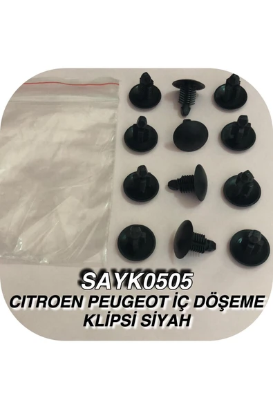 SAYPİ  Cıtroen Peugeot Iç Döşeme Klipsi Siyah 12 ADET - 2