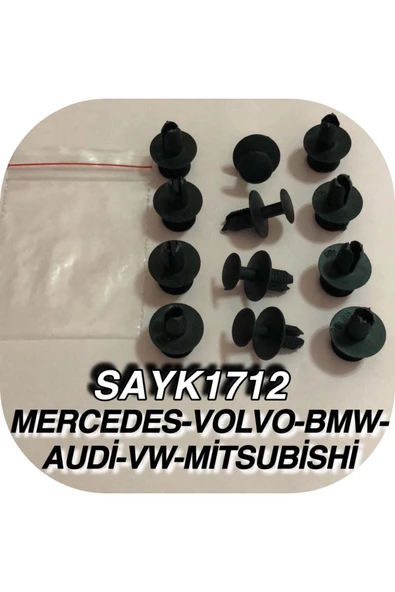 SAYPİ  Mercedes - Volvo - bmw - Audi - Vw - mitsubishi Döşeme Klipsi 12 ADET - 2