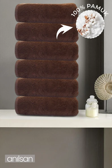 6'lı Kahverengi Banyo Havlusu - 70x140 Cm, 490 Gr, %100pamuk, Spa Ve Otel Havlusu, Günlük Kullanıma - 2