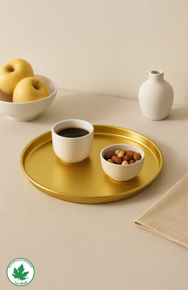 24cm Altın Kaplı Sunum Tabağı